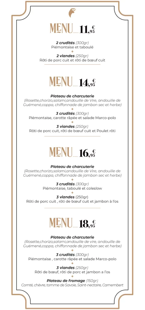 Boucherie Yonnet carte menu